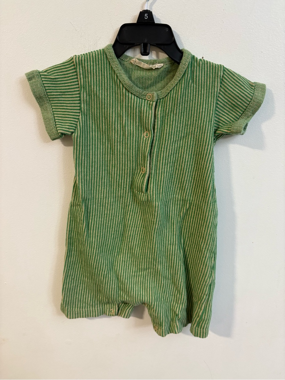 Fin & Vince Green Striped Baby Romper 12-18 months